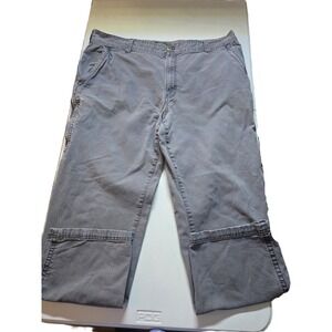 GH Bass Workwear Cargo Pants Mens 42x32 Gray Canvas Utility Pockets Zip Fly